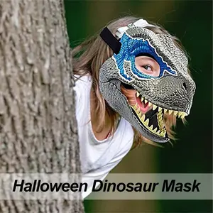 Máscara de Dinosaurio Raptor de Látex Natural para Niños, Cosplay de Halloween, Máscara de Dinosaurio con Mandíbula Móvil para Fiesta de Cumpleaños, Hecha de EVA - Product Image 3