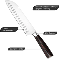 Couteau Santoku japonais professionnel de 8 pouces en acier inoxydable 4cr13, couteau de chef de cuisine avec manche en bois Pakka