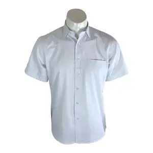 Personalizado de algodón de los hombres de poliéster color sólido camisa manga corta vestido - Product Image 1