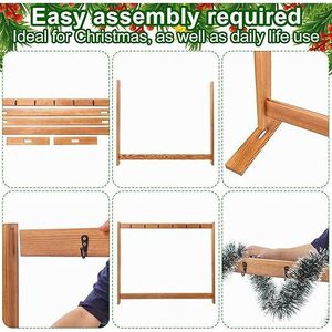 Porte-collants en bois pliable et autoportant avec guirlande pour décoration intérieure de Noël - Product Image 3