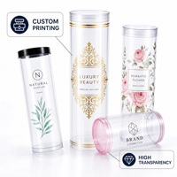 Boîte ronde en plastique transparent avec couvercle, conteneur cylindrique en PET transparent, impression personnalisée
