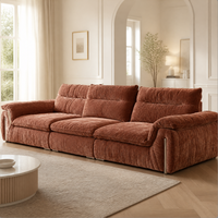 Ensemble de canapés contemporains avec dossier réglable, style italien vintage minimaliste en tissu chenille