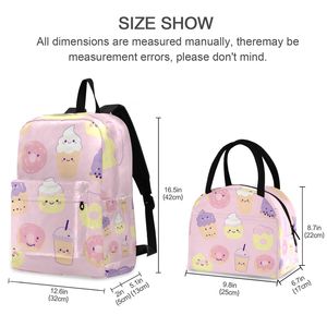 Kawaii Pink Kids Backpack <b>Set</b> with <b>Lunch</b> Bag Cute Donut Ice Cream Print Lightweight School Bags for Girls Kindergarten Preschool - Product Image 2