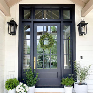 Nouvelle conception moderne de <span class=keywords><strong>porte</strong></span> d'entrée extérieure sécurisée en aluminium, <span class=keywords><strong>porte</strong></span> principale de patio avec grain de bois et verre, <span class=keywords><strong>porte</strong></span> de sécurité - Product Image 1