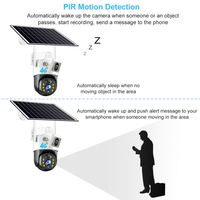 Kamera CCTV IP V380pro 4MP WiFi Panel Surya 8W Baterai 8000mAh Kamera PTZ Lensa Ganda Kartu SIM 4G LTE Nirkabel P2P Audio Dua Arah