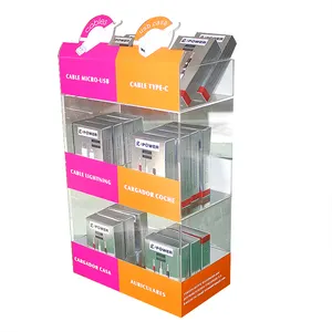 Présentoir en carton de papier de conception gratuite pour accessoires de téléphone portable 6 bacs présentoirs de bureau en acrylique