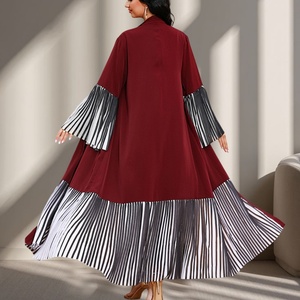 Impresionante Abaya Abierta con Mangas de Campana de Chifón Plisado, Hecha con Tela Nida para Mujeres Musulmanas, para Fiestas y Eventos 1889 # - Product Image 1