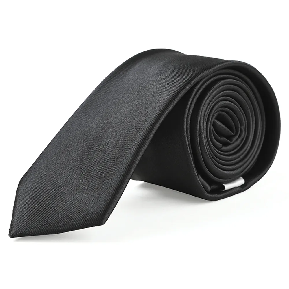 Personnalisé votre propre couleur noir hommes Slim cravates hommes mariage cravate en Polyester, cravate en Satin de couleur unie pour hommes cravate en microfibre