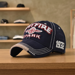 Casquettes de baseball en coton à 6 panneaux avec logo personnalisé, couleurs unies, patch brodé, effet usé, motif lettres - Product Image 2