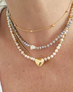 Kalung manik-manik Stainless Steel Batu alami kristal berwarna pantai musim panas dan kalung rantai - Product Image 3
