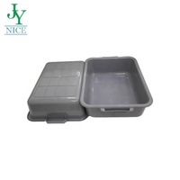 Bac de rangement en plastique robuste avec poignées latérales, boîte utilitaire grise durable pour le tri en entrepôt