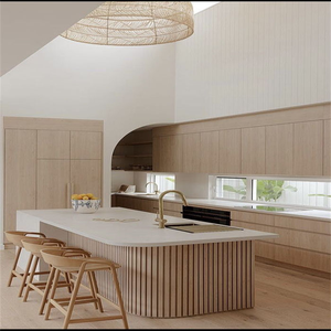 Armoire de <span class=keywords><strong>cuisine</strong></span> américaine mince à rainures en contreplaqué plaqué bois avec <span class=keywords><strong>accessoires</strong></span> - Product Image 5