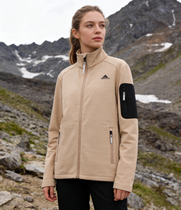 Veste de randonnée pour femmes, bleu, super extensible, ripstop, col montant, softshell sans membrane, pour la saison d'automne - Product Image 1