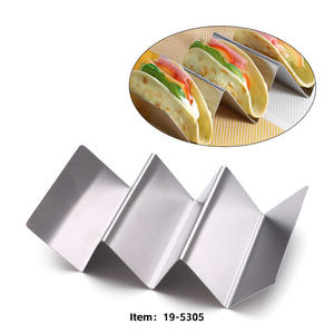 Porte-taco en acier inoxydable du Mexique, support de <span class=keywords><strong>plaque</strong></span>, forme ondulée, passe au lave-vaisselle, ensemble de 4 plateaux, support de cuisson pour taco, plateau de camion - Product Image 5