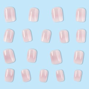 24 pièces/ensemble, faux ongles courts carrés en ABS, pointes françaises roses et blanches, mignons, pour femmes, mariée, à presser, fournitures pour ongles - Product Image 3