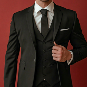 Conjunto de Traje de 3 Piezas Premium para Hombre, Corte Entallado, Blazer, Chaleco y Pantalones, Ropa Formal de Negocios para Oficina, Boda, Recepción, Graduación - Product Image 1