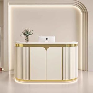Bureau de réception moderne en bois avec éclairage LED, design écologique, finition brillante durable pour usage commercial dans les spas et salons de beauté - Product Image 3