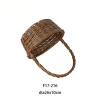 Nouveau Style chinois fait à la main rond en osier naturel panier plat panier saule tresse poignée panier de rangement