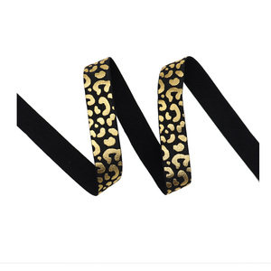 5/8 "lá vàng <span class=keywords><strong>Leopard</strong></span> gấp trên đàn hồi in <span class=keywords><strong>Ribbon</strong></span> cho Diy tóc quan hệ - Product Image 4