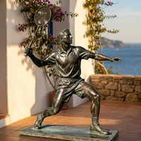 Figurine de joueur de badminton en bronze dynamique – Sculpture moulée à la cire perdue avec raquette, thème mode et lettres, décoration de jardin