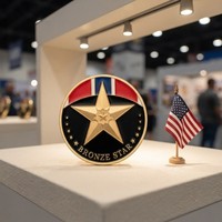 Médaille commémorative personnalisée en émail couleur or plaqué, pièce religieuse 3D, médaille étoile en bronze US, étoile rouge, blanche et bleue, médaille d'honneur pour veteran