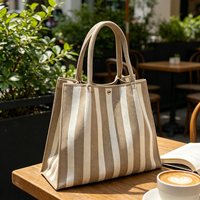 Sac fourre-tout en polyester tricoté, grande capacité avec fermeture à bouton-pression, pour courses, marché, plage, mode estivale, vente au détail