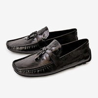 Nouveauté - Chaussures pour homme en cuir véritable, semelle souple, doublure en peau de mouton, style business décontracté, confortables pour la conduite, bout rond