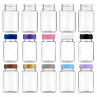 Flacon vide en PET transparent de 100 ml pour capsules, avec logo personnalisé, pot en plastique pour emballage de vitamines et de compléments alimentaires