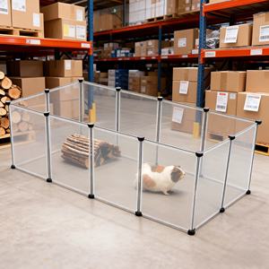 Modern Katlanabilir Şeffaf Demir ve PP 20 Panelli Su Geçirmez Evcil Hayvan Oyun Parkı İç Mekan Kullanımı İçin Kolay Kurulumlu Taşınabilir Evcil Hayvan Çiti Küçük Evcil Hayvanlar İçin - Product Image 1