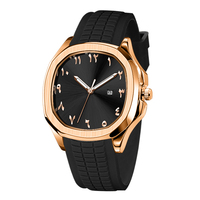 Montre de sport carrée en silicone noire pour homme, étanche 3 ATM, lumineuse, vente en gros, mouvement japonais, montres à quartz pour homme