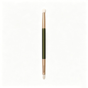 Pinceau correcteur double extrémité avec embout éponge plat en forme de langue, pinceau de maquillage pour détails impeccables, pour tous types de peau, manche en bois - Product Image 2