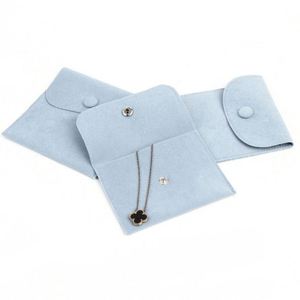 Pochette à bijoux en velours de luxe personnalisée avec bouton pression, pochette à bijoux en coton, pochette à bijoux en microfibre, pochette d'emballage pour bijoux beige - Product Image 6