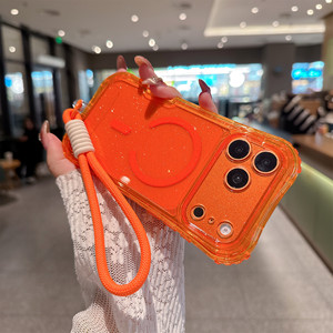 Étui de protection de luxe BEAUTYLINE 3-en-1 en TPU pailleté magnétique à petits trous avec dragonne pour iPhone 17 Pro Max - Product Image 4