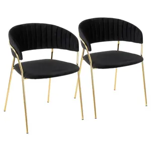 Poltrona di Lusso in Velluto Nero con Struttura in Metallo Dorato, Sedia Imbottita per Ristorante, Hotel e Lounge - Product Image 1