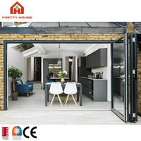 Puerta Corredera Plegable de Diseño Francés Moderno, Resistente para Exteriores, con Doble Acristalamiento de Aluminio, Efectiva contra Huracanes, para el Hogar