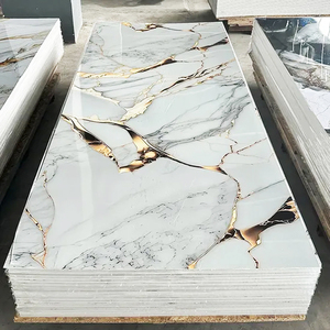 Modern Style Interior Decoration SPC Stone <b>Plastic</b> PVC Marble <b>Wall</b> <b>Panel</b> Board UV Coating PVC Marble Sheet - Product Image 1