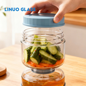 Glass Olive and <strong>Pickle</strong> Strainer <strong>Jar</strong> <strong>Pickle</strong> Container Airtight Food Storage Glass Hourglass <strong>Jar</strong> with Strainer Flip - Product Image 4