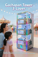 Mesin penjual otomatis mainan kapsul 3 lapis Owatch, mesin game arcade koin, peralatan menara untuk taman bermain anak-anak
