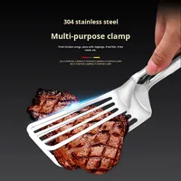 Pince-spatule de cuisine en acier inoxydable à fentes, pince de cuisson pour grillades, pince à poisson et à steak, résistante à la chaleur et antiadhésive