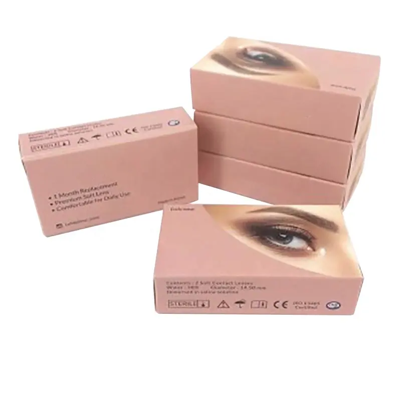 Custom Colorful Paper Soft Contact Lenses Packaging Box Two Tuck End Boxes