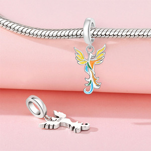 Charm Pendente <span class=keywords><strong>Fenice</strong></span> in <span class=keywords><strong>Argento</strong></span> Sterling 925 con Smalto Colorato, Perla Firebird per Bracciale a Catena Serpente Fai da Te, Gioielli da Donna - Product Image 5