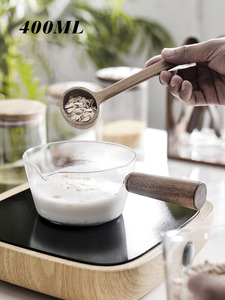 Pentola per il latte in vetro borosilicato pentola per zuppa piccola casseruola con manico in legno cucina di casa pentole pentola in vetro - Product Image 3