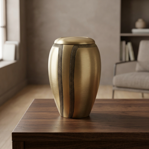 Urnes funéraires de luxe en laiton faites à la main pour cendres humaines, design zen asiatique durable - Product Image 3
