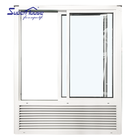 Ventana Corredera de Aluminio de Alta Eficiencia Energética con Rejilla Fija, Recubrimiento en Polvo Blanco para América del Norte