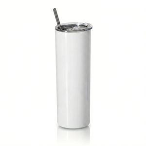 20oz <b>Double</b> <b>Wall</b> Vacuum Insulated Travel Stainless Steel Tumblers with Straw and Rubber Bottom Sublimation Blanks <b>Mugs</b> - Product Image 1