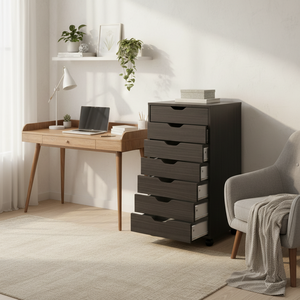 Halifax 7-<b>Drawer</b> Black Cabinet for Closet or Office Practical <b>Storage</b> Solution - Product Image 4