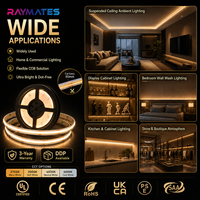 Bande LED COB haute efficacité 480 LED 24V IP20, bande lumineuse super brillante à haut lumen pour éclairage ambiant commercial et intérieur de meubles