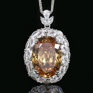 Collana con Pendente di Alta Qualità in Rame Placcato <span class=keywords><strong>Oro</strong></span> Ecologico, con Rubino Imitazione Taglio Ovale 18*25mm, Grande Pietra Preziosa per Donna - Product Image 3