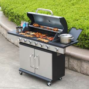 เตาย่างบาร์บีคิวแบบผสมแก๊ส6 + 1เตาสแตนเลสใช้ในงานปาร์ตี้สำหรับครอบครัว - Product Image 4