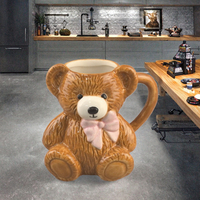 Mug à lait en porcelaine créatif et mignon en forme d'ours, résistant à la chaleur, compatible micro-ondes et lave-vaisselle, avec couvercle, pour la maison et le bureau